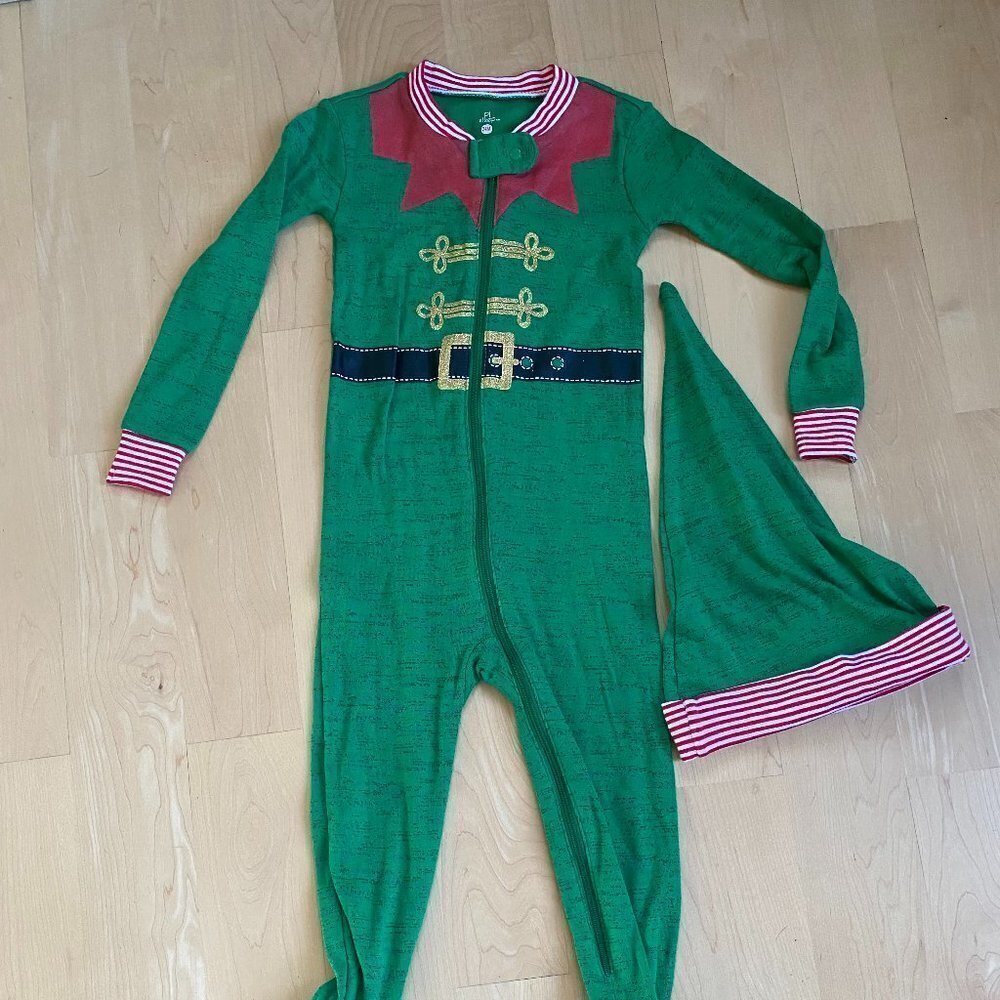 𝅺pl Sleep By Petit Lem Footed Pajama Sleeper Bnwot Holiday Xmas W Hat Green